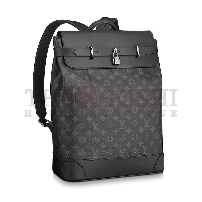 L0vis Vvtt0n LV Men Steamer Backpack in Monogram Eclipse Canvas-Grey Master Quality