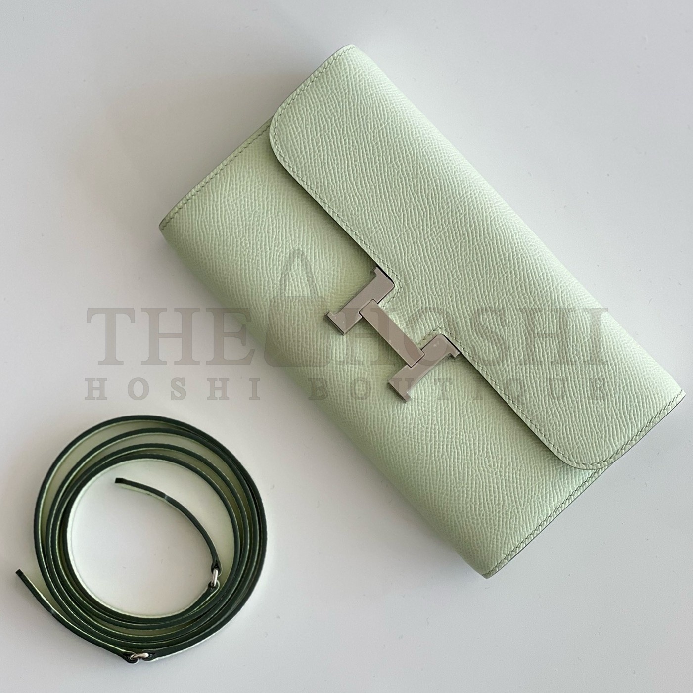 H**me5 Constance To Go Wallet in Vert Fizz Epsom Calfskin Master Quality