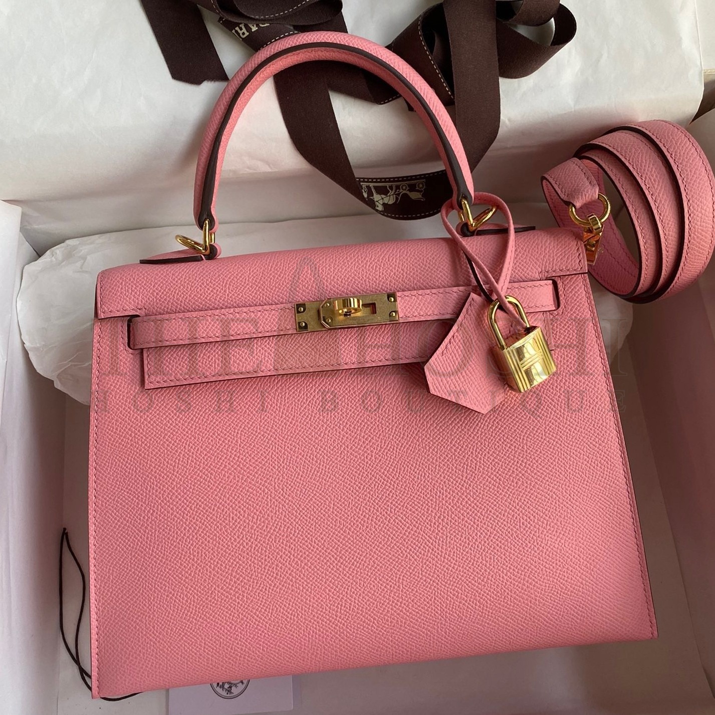 H**me5 Epsom Kelly 25cm Sellier Handmade Rose Confetti Bag Master Quality