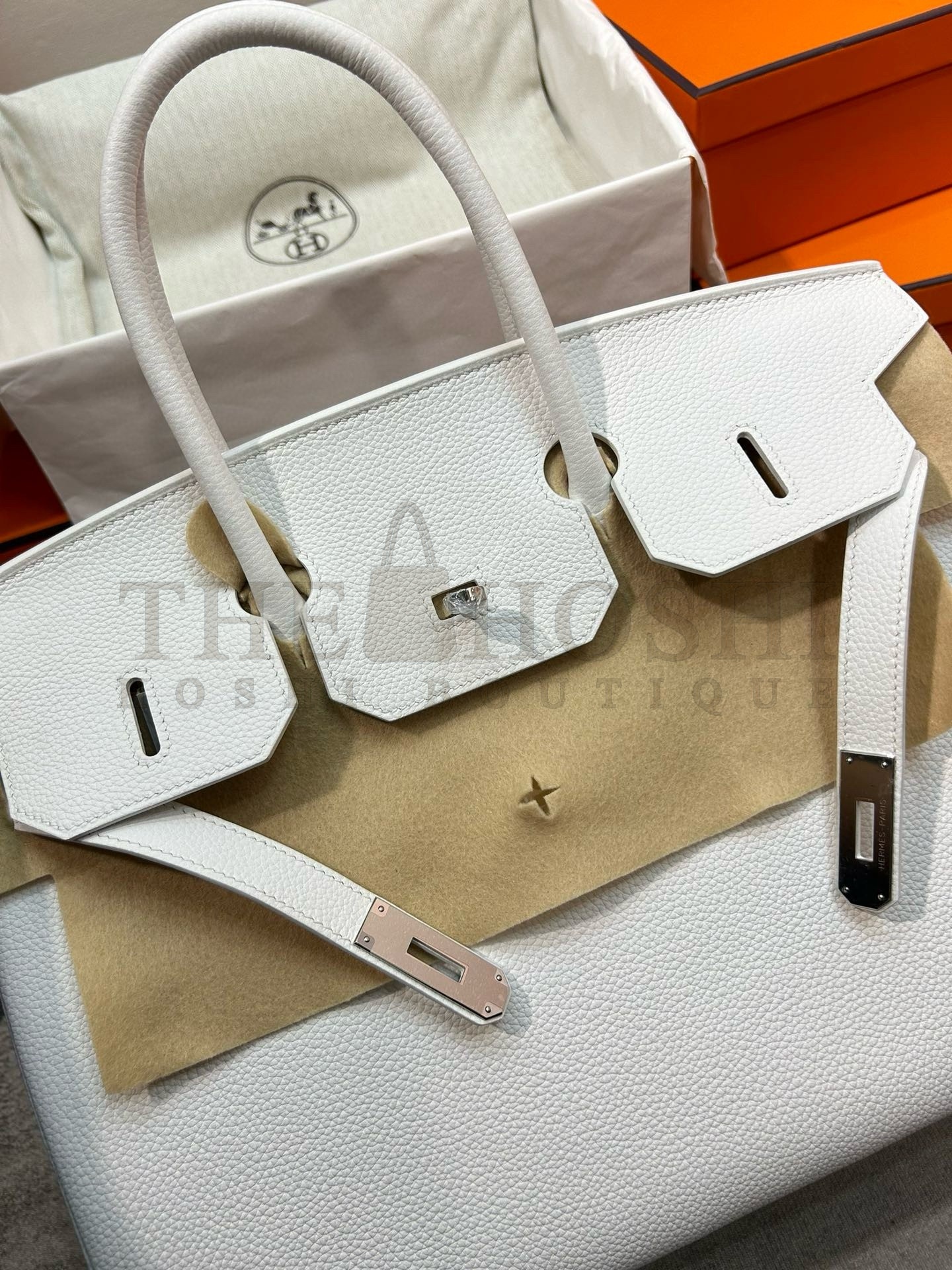 H**me5 Birkin 35 Retourne Handmade Bag In White Clemence Leather Master Quality