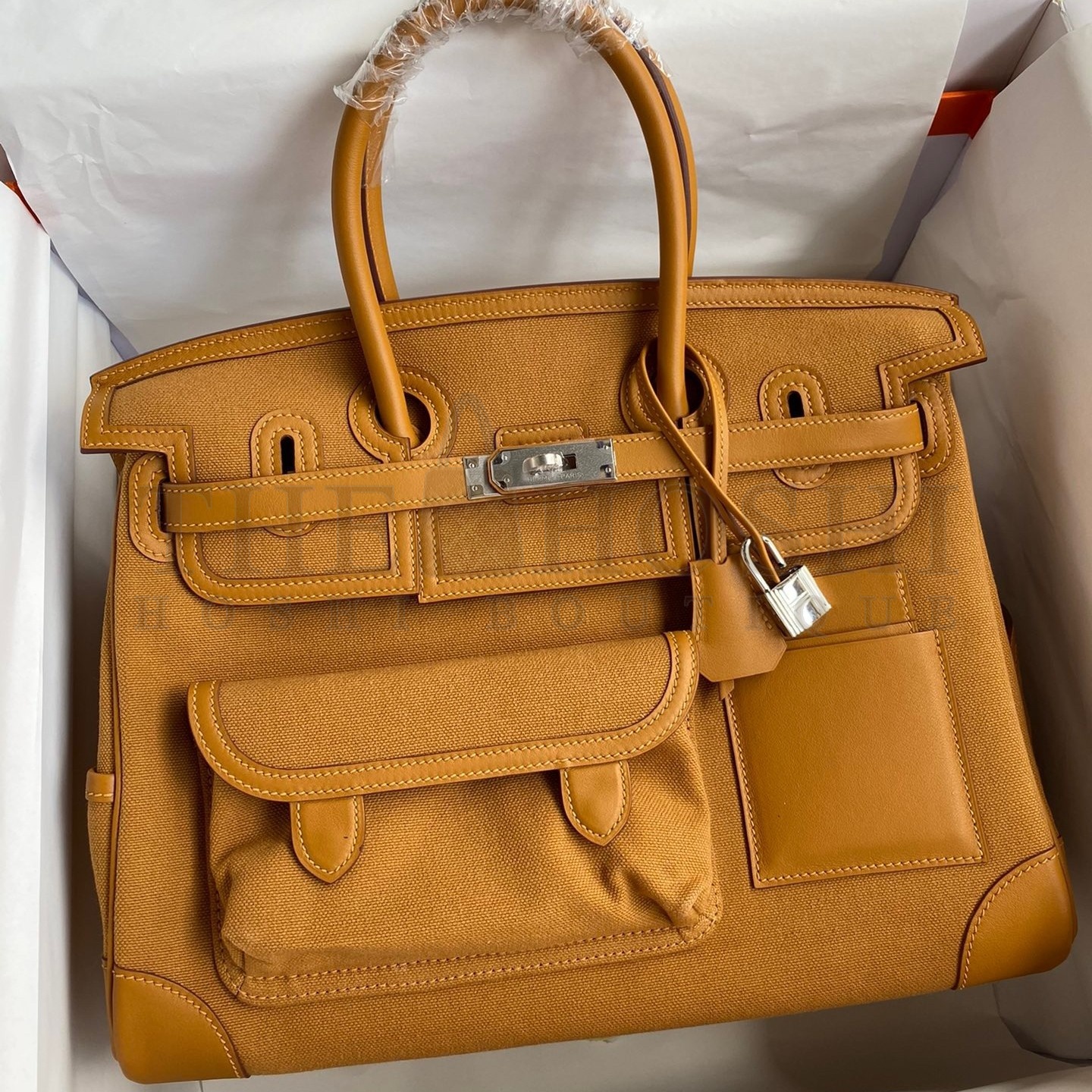 H**me5 Cargo Birkin 35cm Limited-edition Bag In Sesame Canvas Master Quality