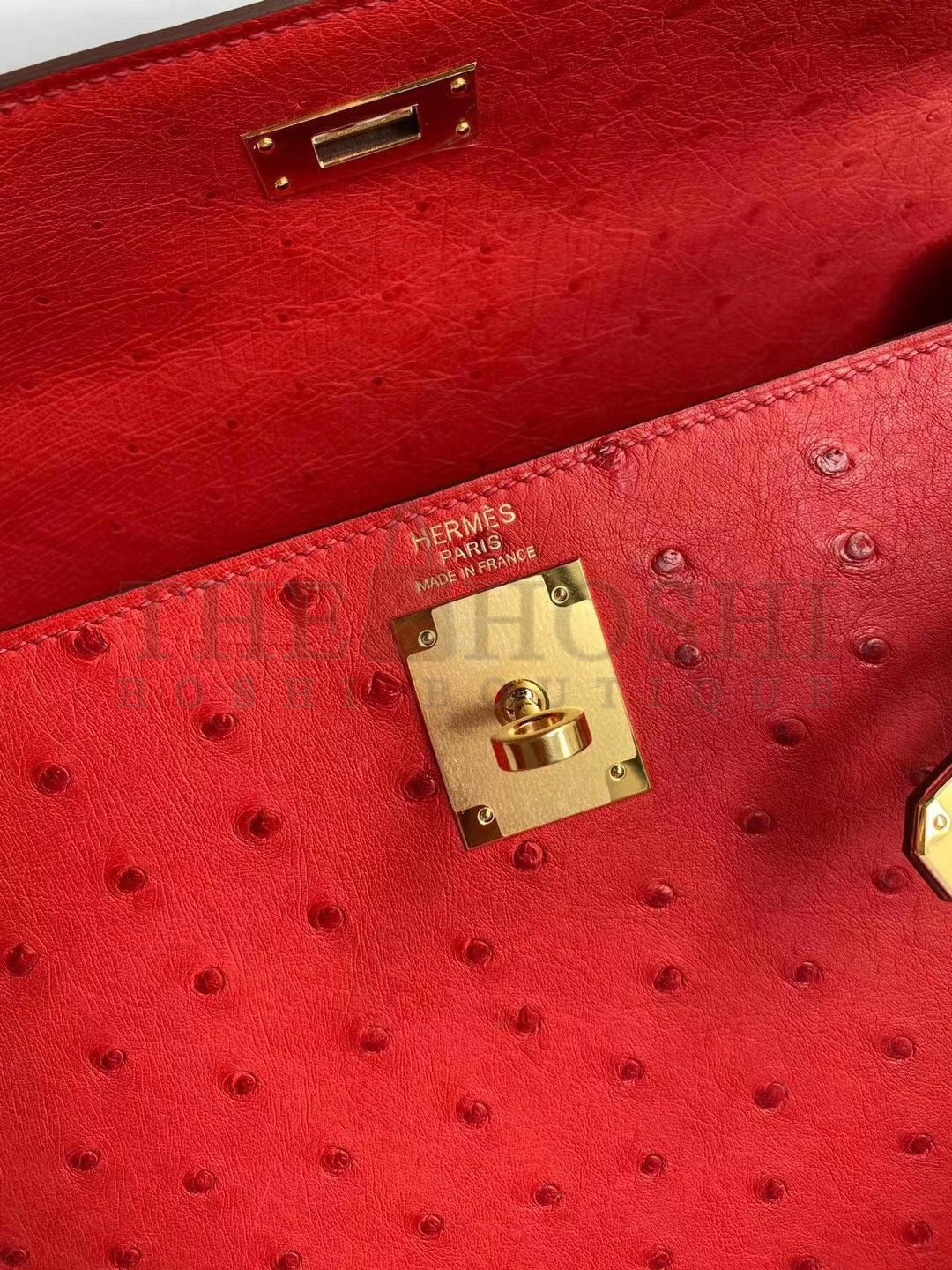 H**me5 Red Ostrich Kelly 28cm Handmade Bag Master Quality