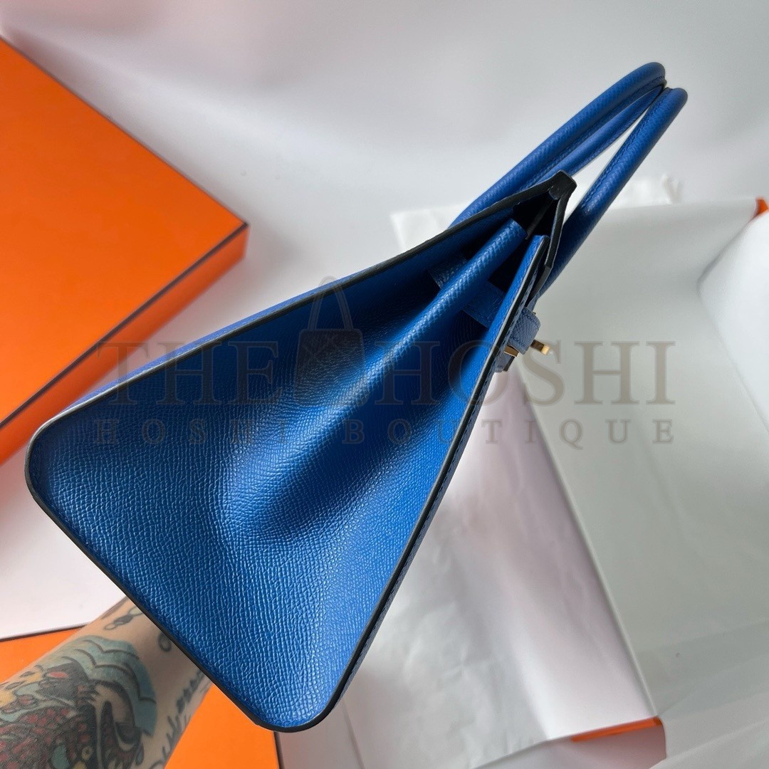 H**me5 Birkin 25 Sellier Handmade Bag In Blue France Epsom Calfskin Master Quality