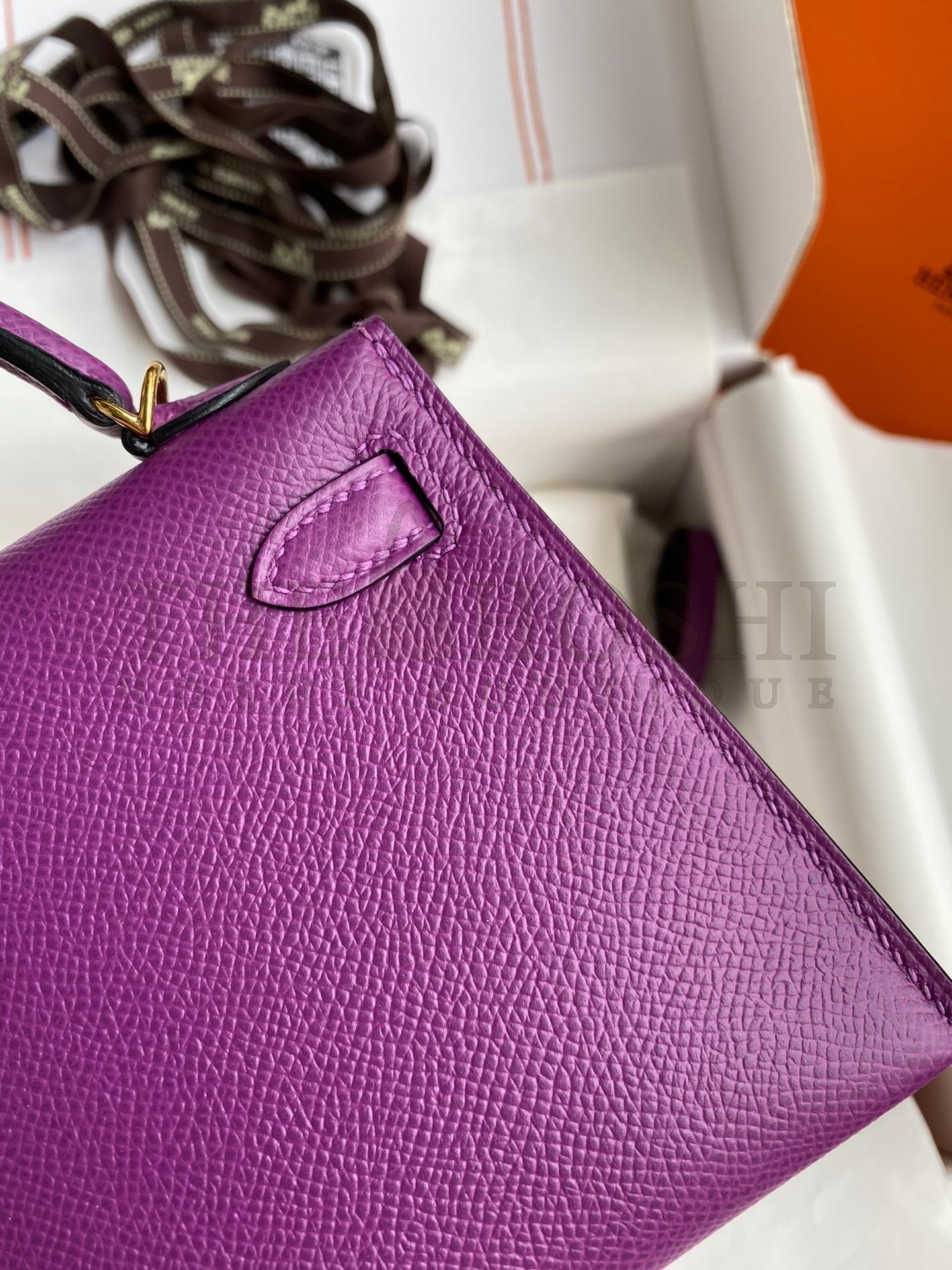 H**me5 Kelly Mini II Sellier Handmade Bag In Anemone Epsom Calfskin Master Quality