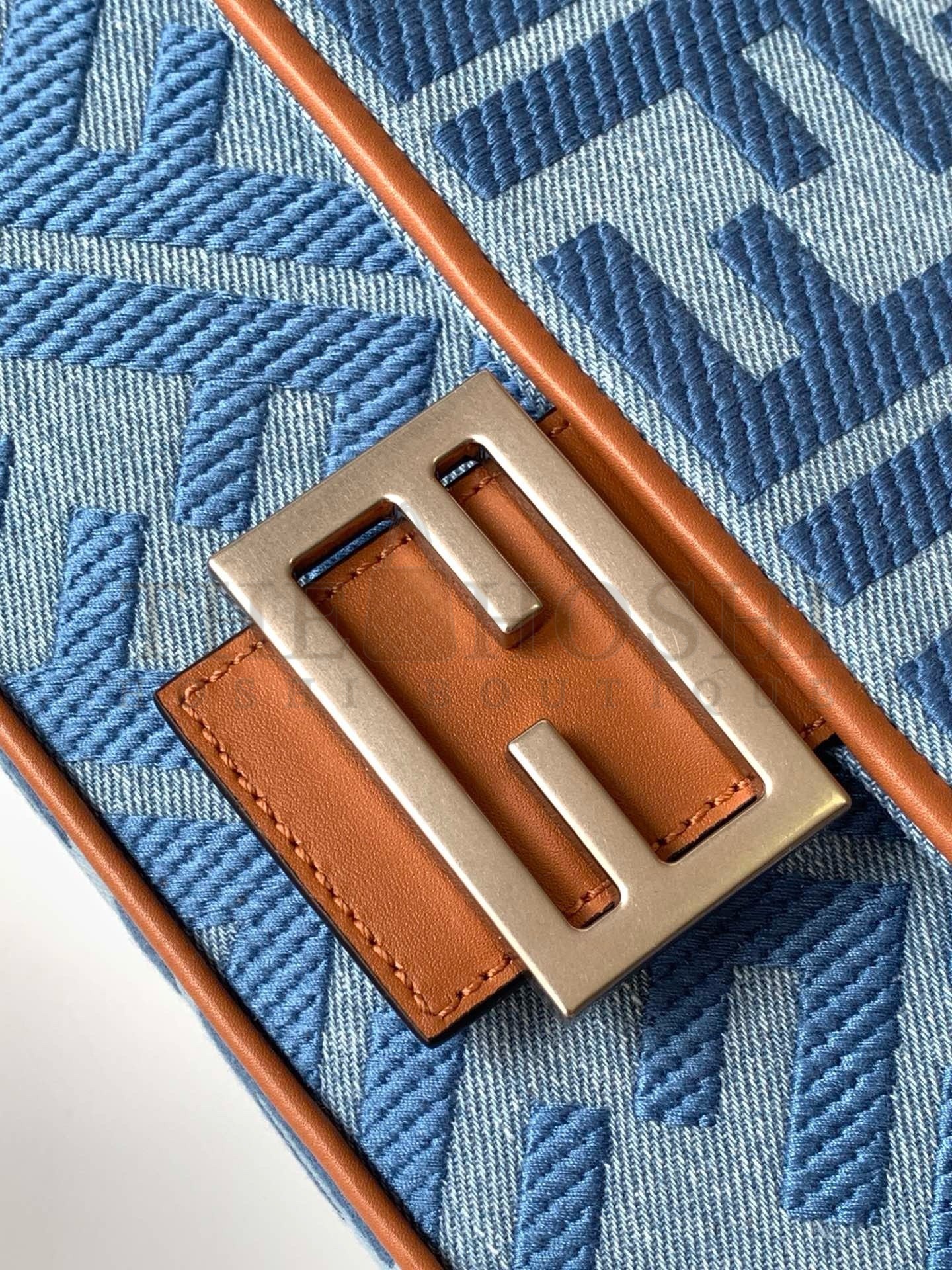 F**di Baguette Medium Bag in Denim with FF Embroidery Master Quality