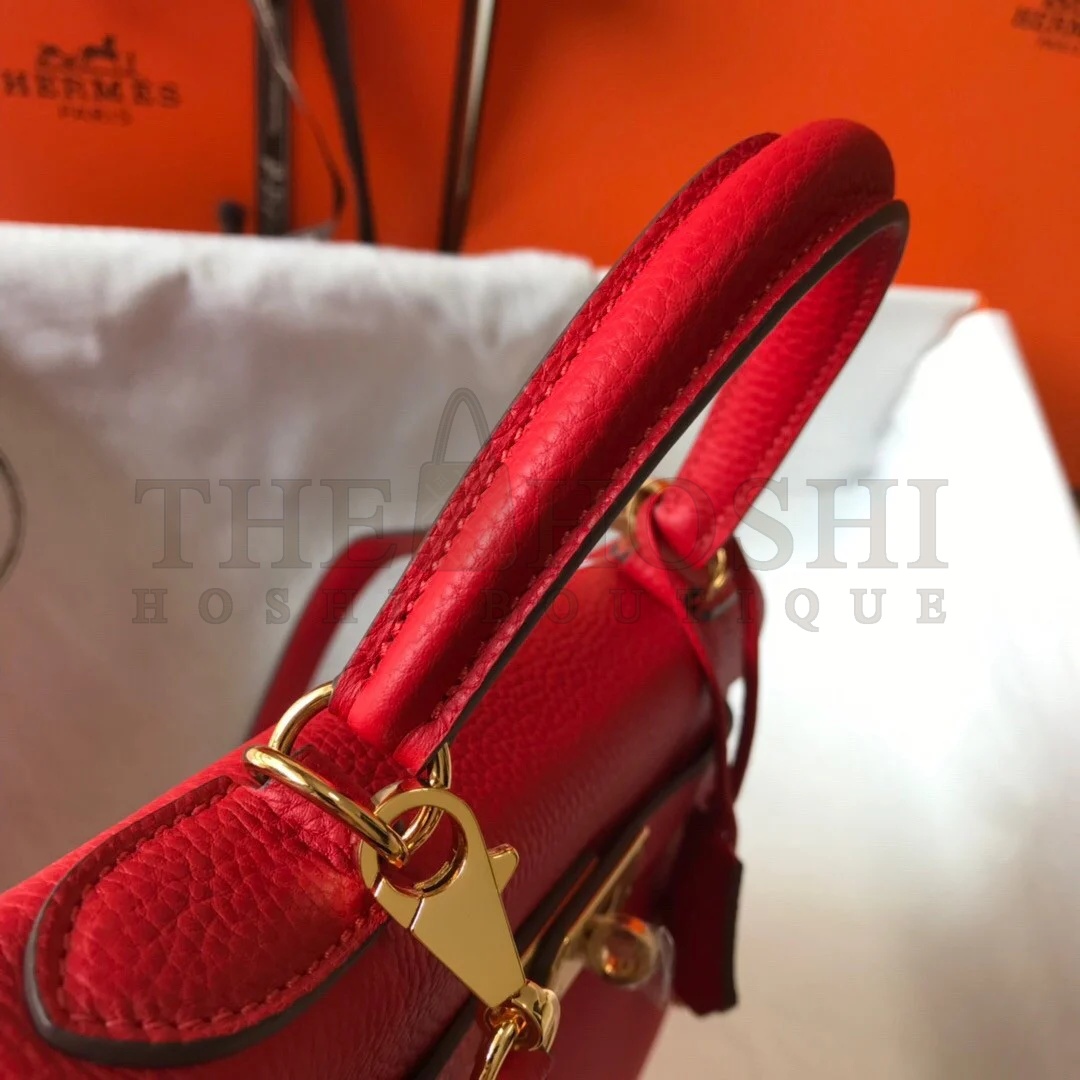 H**me5 Kelly 25cm Retourne Bag in Red Clemence Leather GHW Master Quality