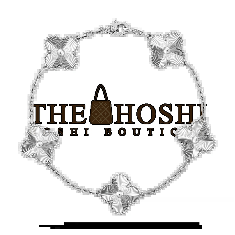 V*n Cl**f & Arpels White Gold Five Flower Clover Bracelet, Vintage Alhambra bracelet, 5 motifs Master Quality