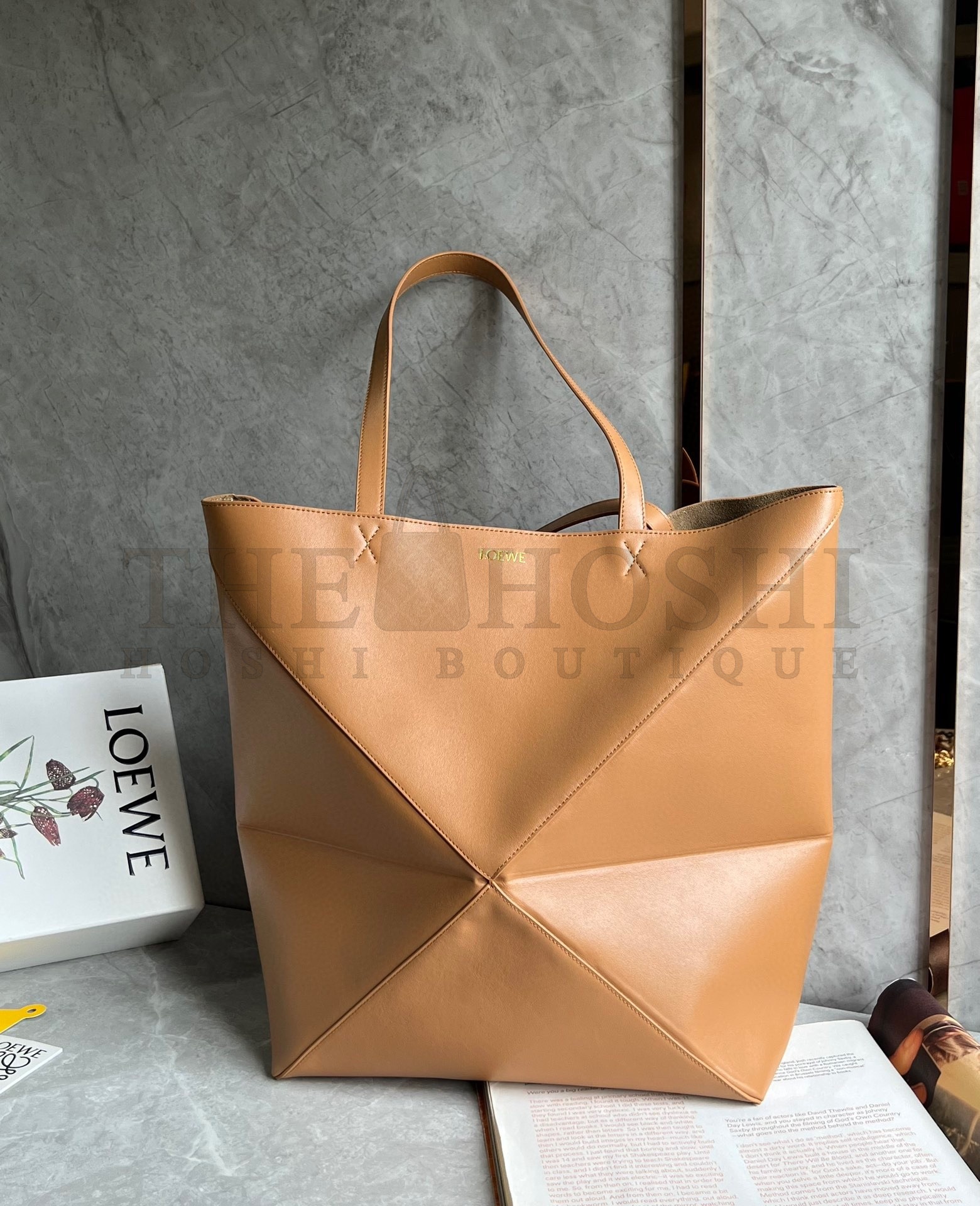 L0ew* Large Puzzle Fold Tote Bag in Tan Calfskin Master Quality