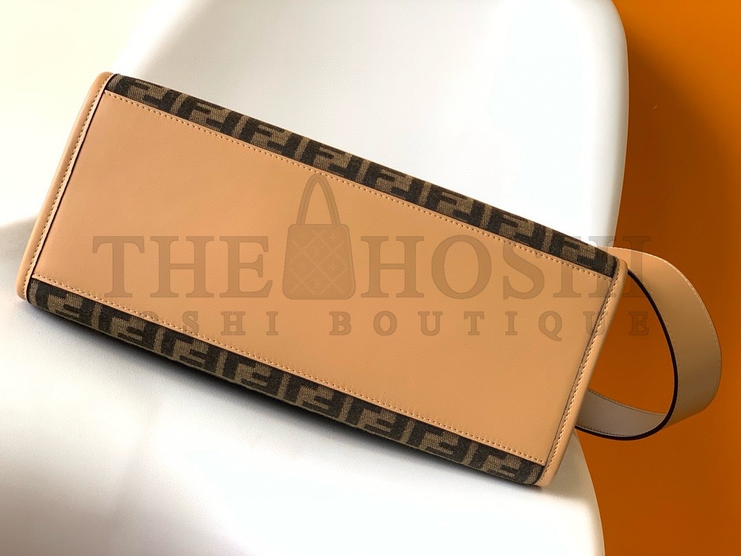 F**di Sunshine Medium Tote Bag in Brown FF Jacquard Fabric Master Quality