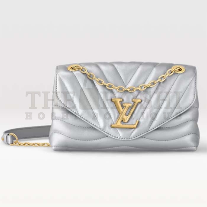 L0vis Vvtt0n LV Women New Wave Chain Bag MM Metallic Gray Quilted Cowhide Leather Master Quality