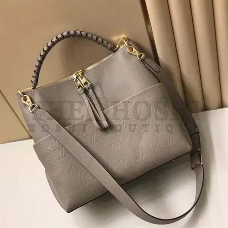 L0vis Vvtt0n LV Women Maida Hobo Handbag Tourterelle Gray Embossed Grained Cowhide Master Quality