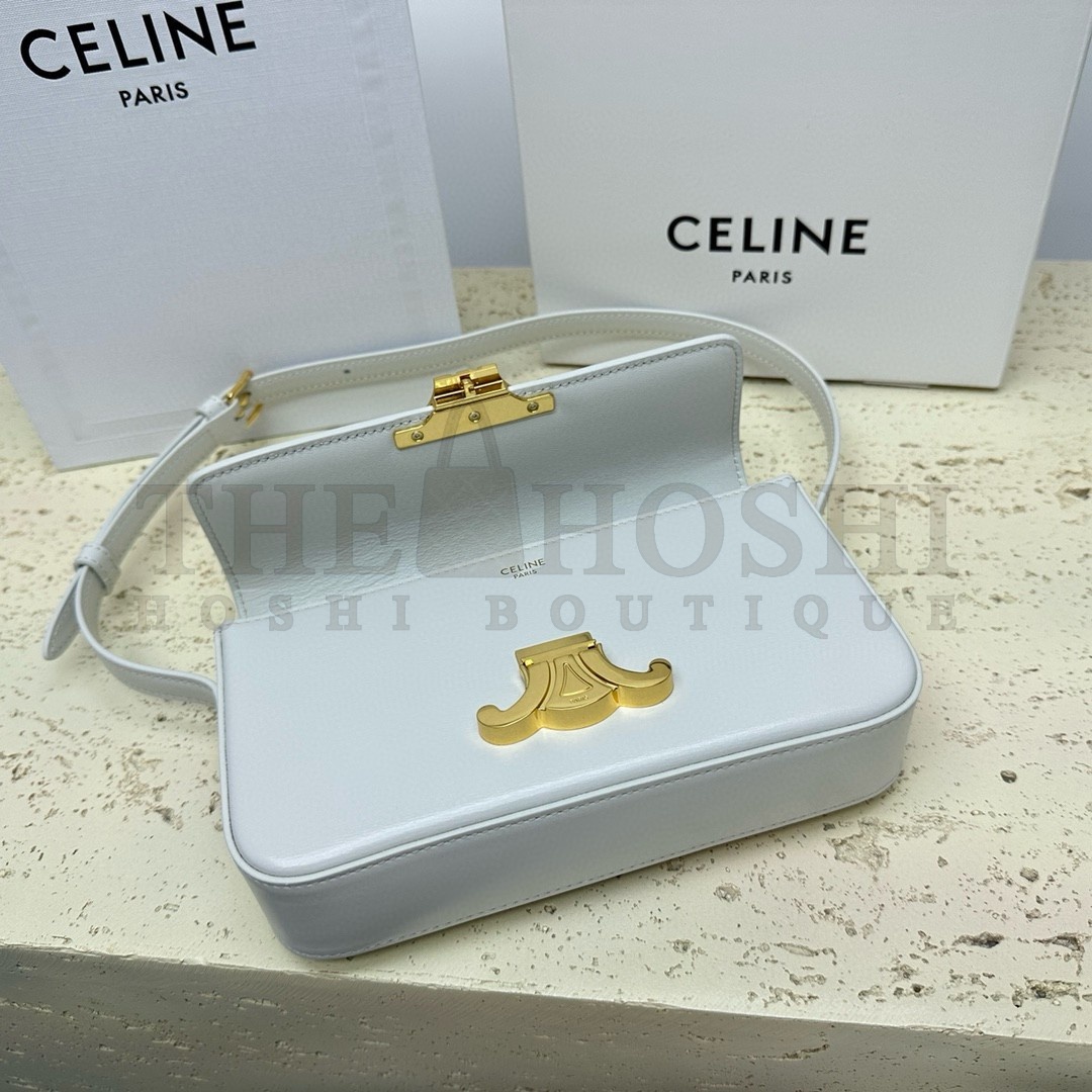 Ce1i*e Claude Shoulder Bag in White Calfskin Master Quality