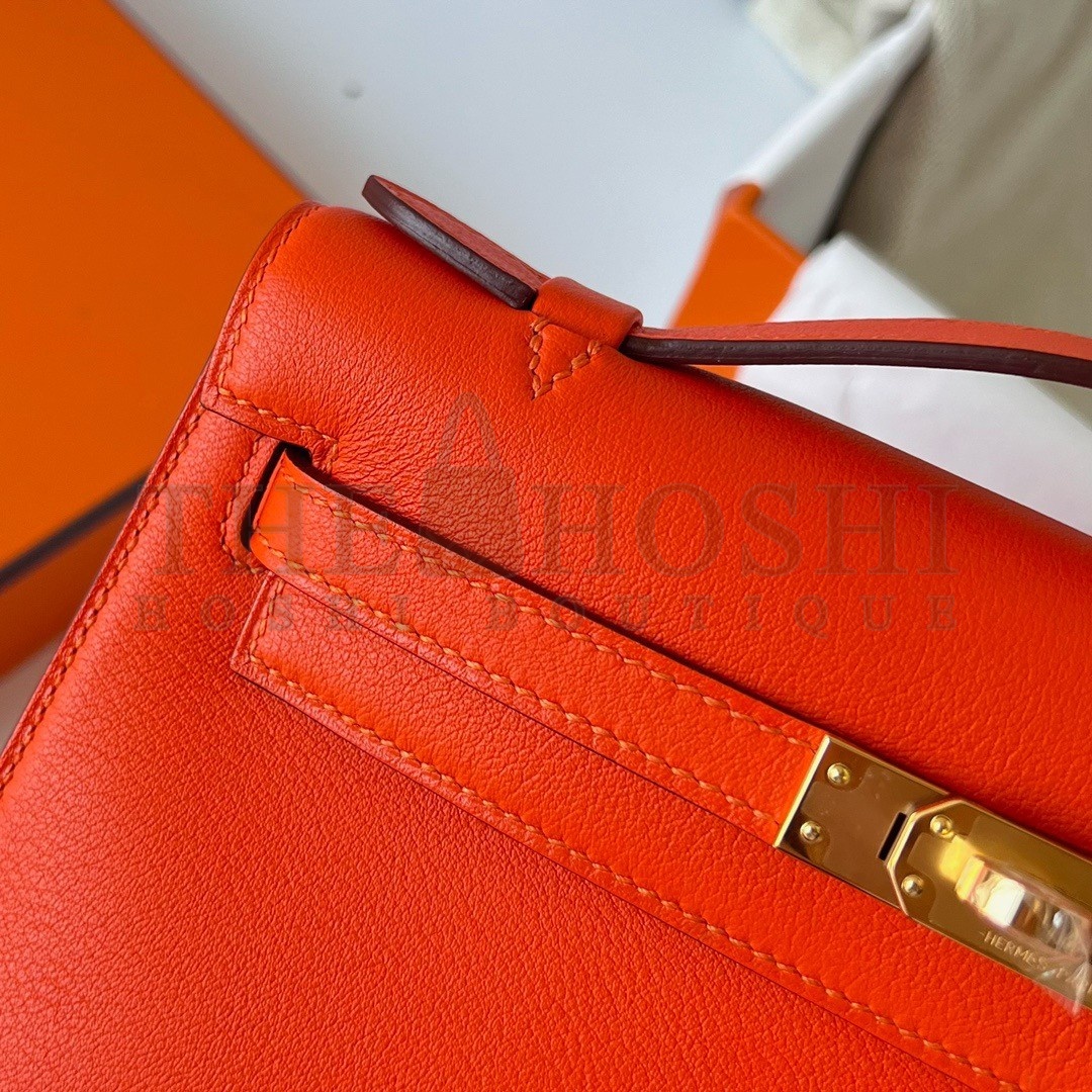 H**me5 Kelly Pochette Handmade Bag In Rouge Piment Swift Calfskin Master Quality