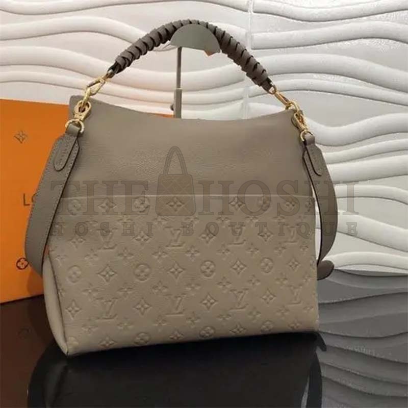 L0vis Vvtt0n LV Women Maida Hobo Handbag Tourterelle Gray Embossed Grained Cowhide Master Quality
