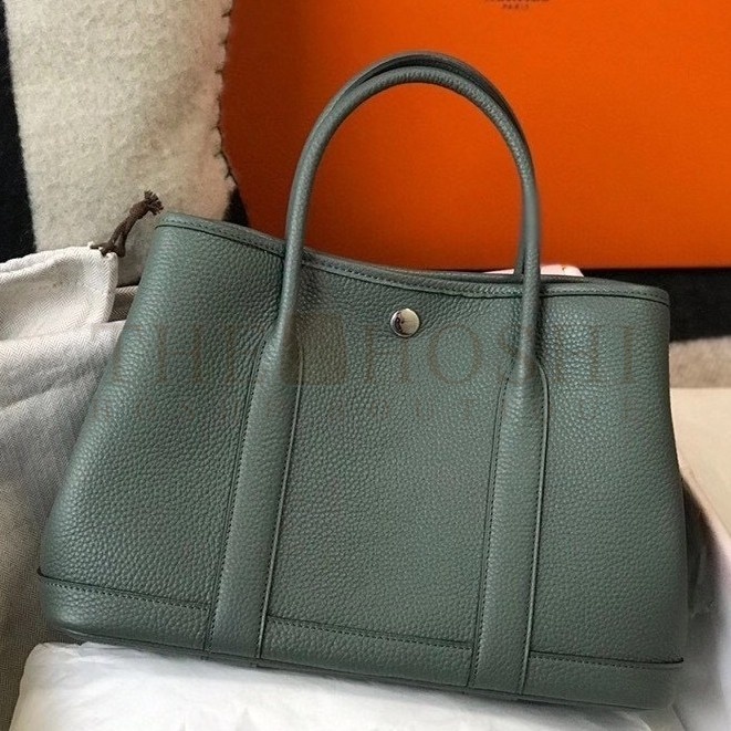 H**me5 Garden Party 36 Bag In Vert Amande Clemence Leather Master Quality
