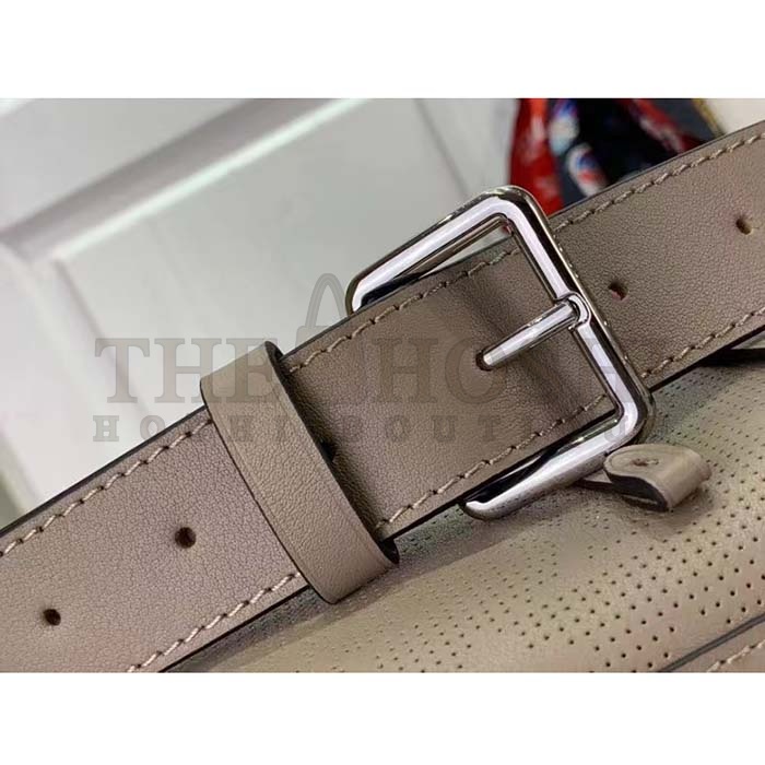 L0vis Vvtt0n LV Women Muria Bucket Bag Gray Mahina Perforated Calfskin Leather Master Quality