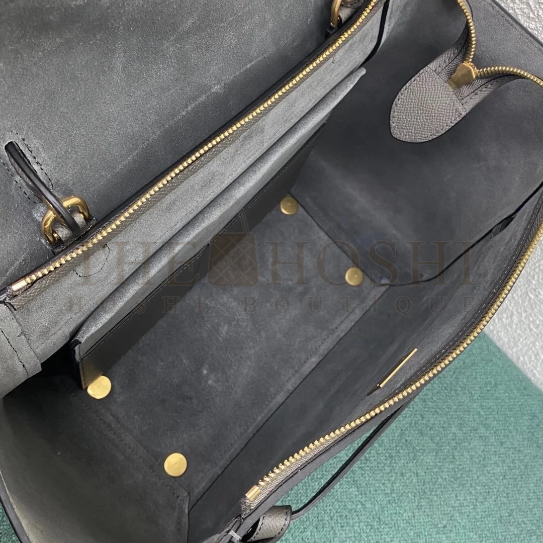 Ce1i*e Belt Mini Bag In Grey Grained Calfskin Master Quality