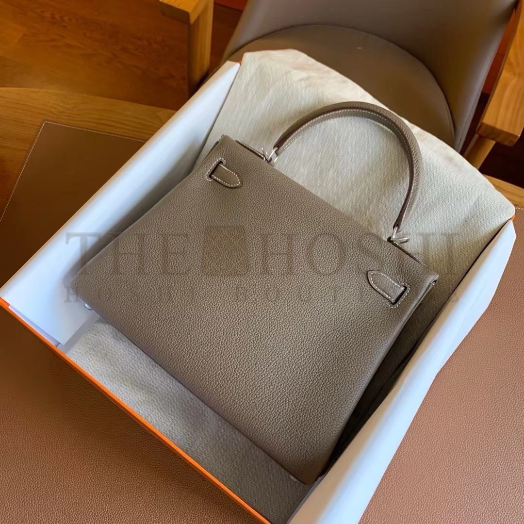 H**me5 Kelly Retourne 28 Handmade Bag In Taupe Togo Leather Master Quality