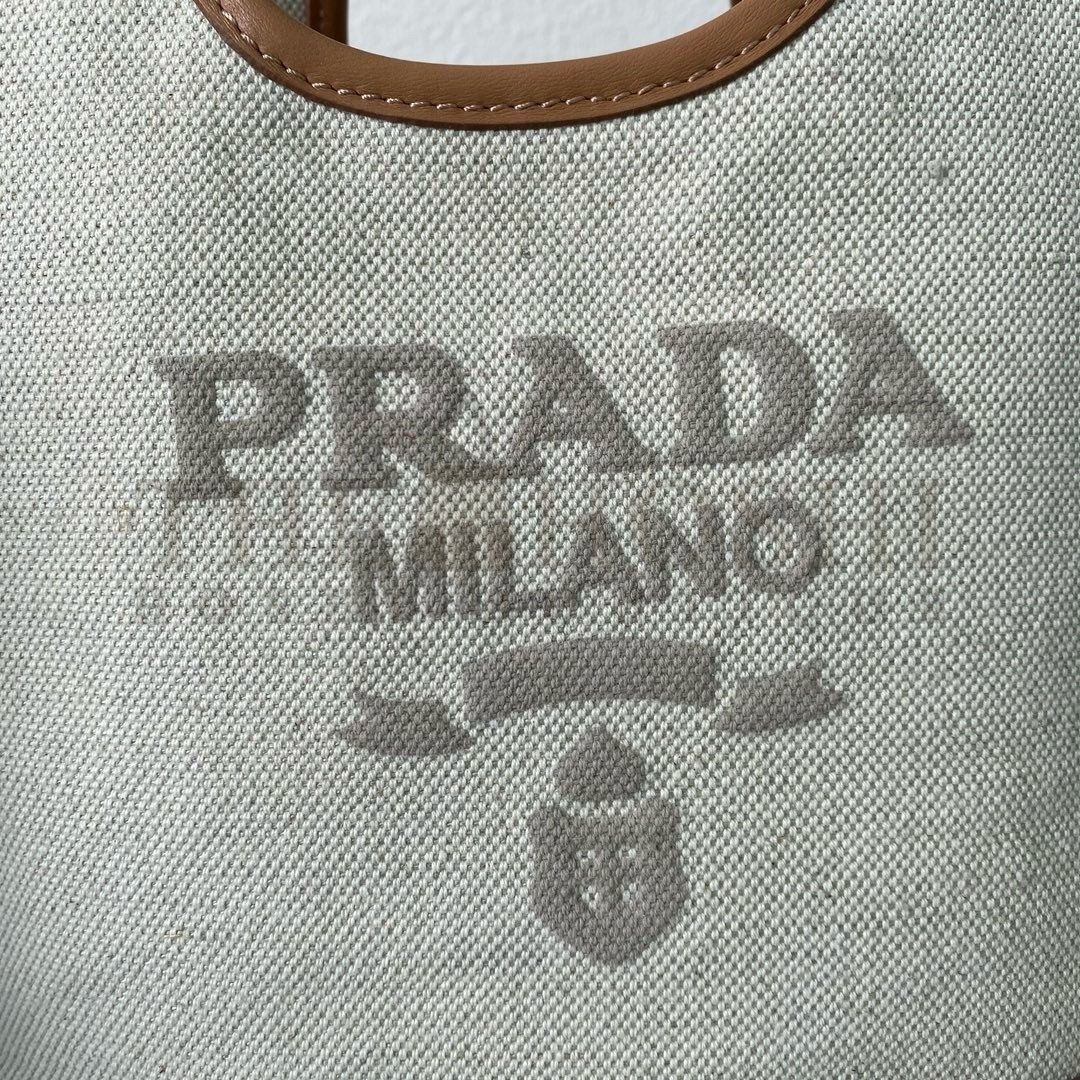 Pra*a Mini Buckle Bag in Linen Blend and Leather Master Quality