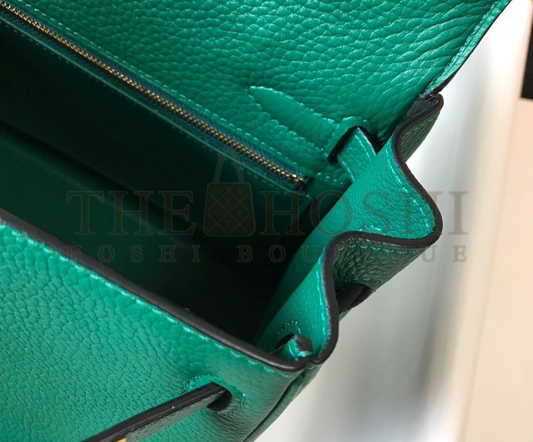 H**me5 Kelly 25cm Retourne Bag in Malachite Clemence Leather GHW Master Quality