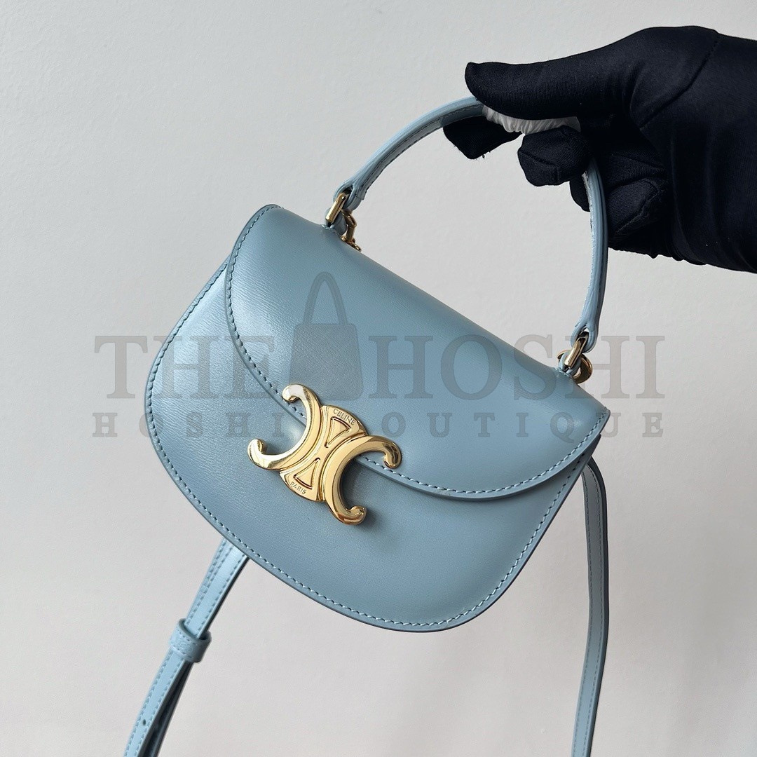 Ce1i*e Mini Besace Clea Bag in Pale Blue Calfskin Master Quality