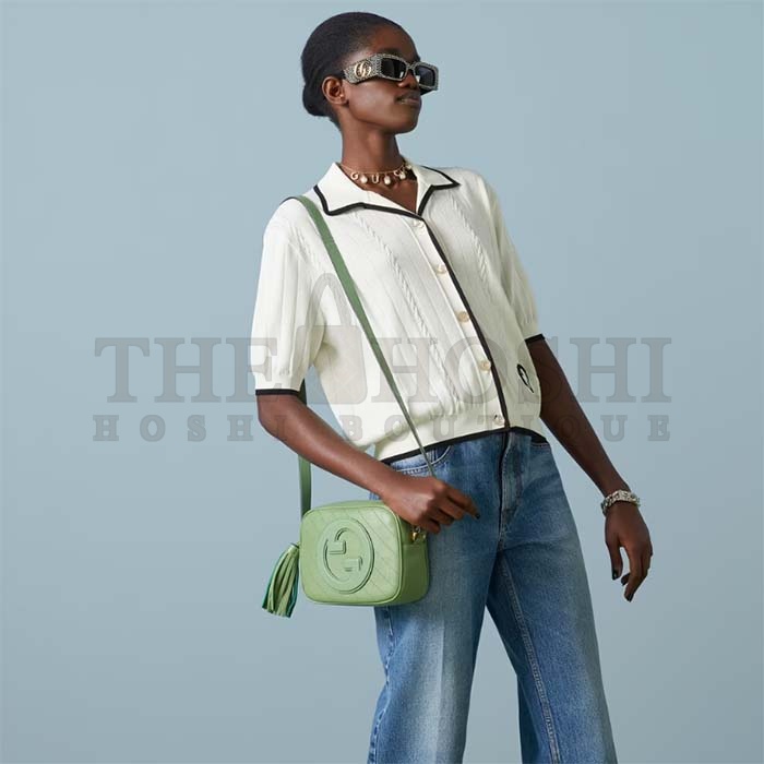 Gvc*1 Women GG Blondie Small Shoulder Bag Green Leather Zipper Closure Master Quality