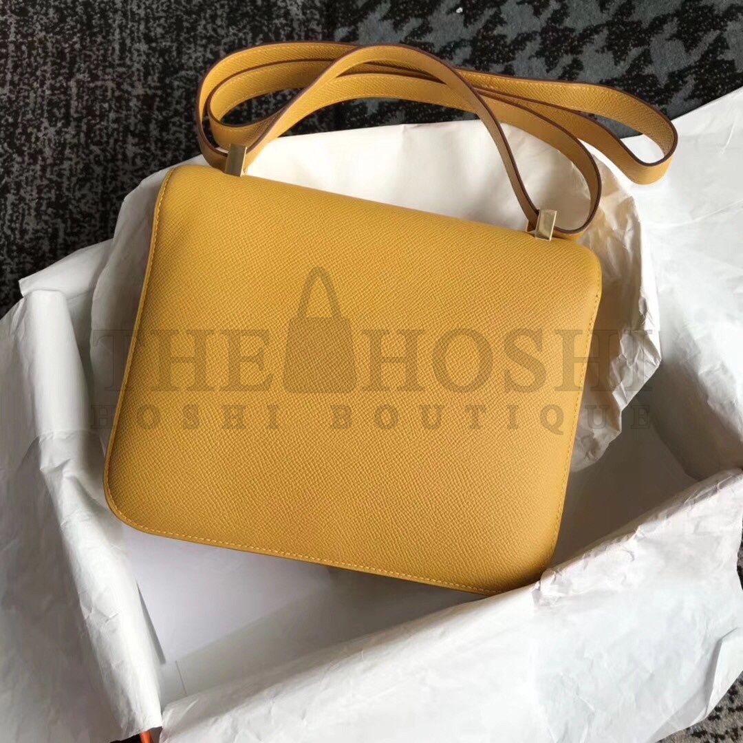 H**me5 Epsom Constance 24cm Jaune Handmade Bag Master Quality