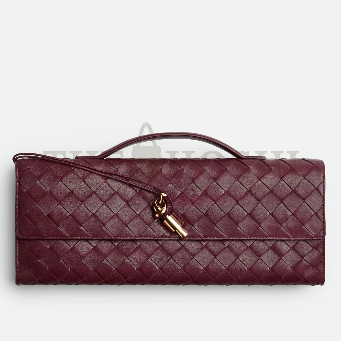 B0tt*ga Ven*ta Andiamo Clutch with Handle in Barolo Intrecciato Lambskin Master Quality