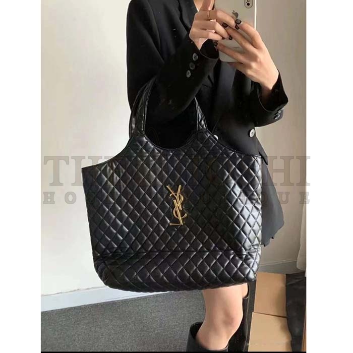 Sa1nt Lau*nt Y51 Women Icare Maxi Shopping Bag Quilted Lambskin Black STYLE ID 698651AAANG1000 Master Quality