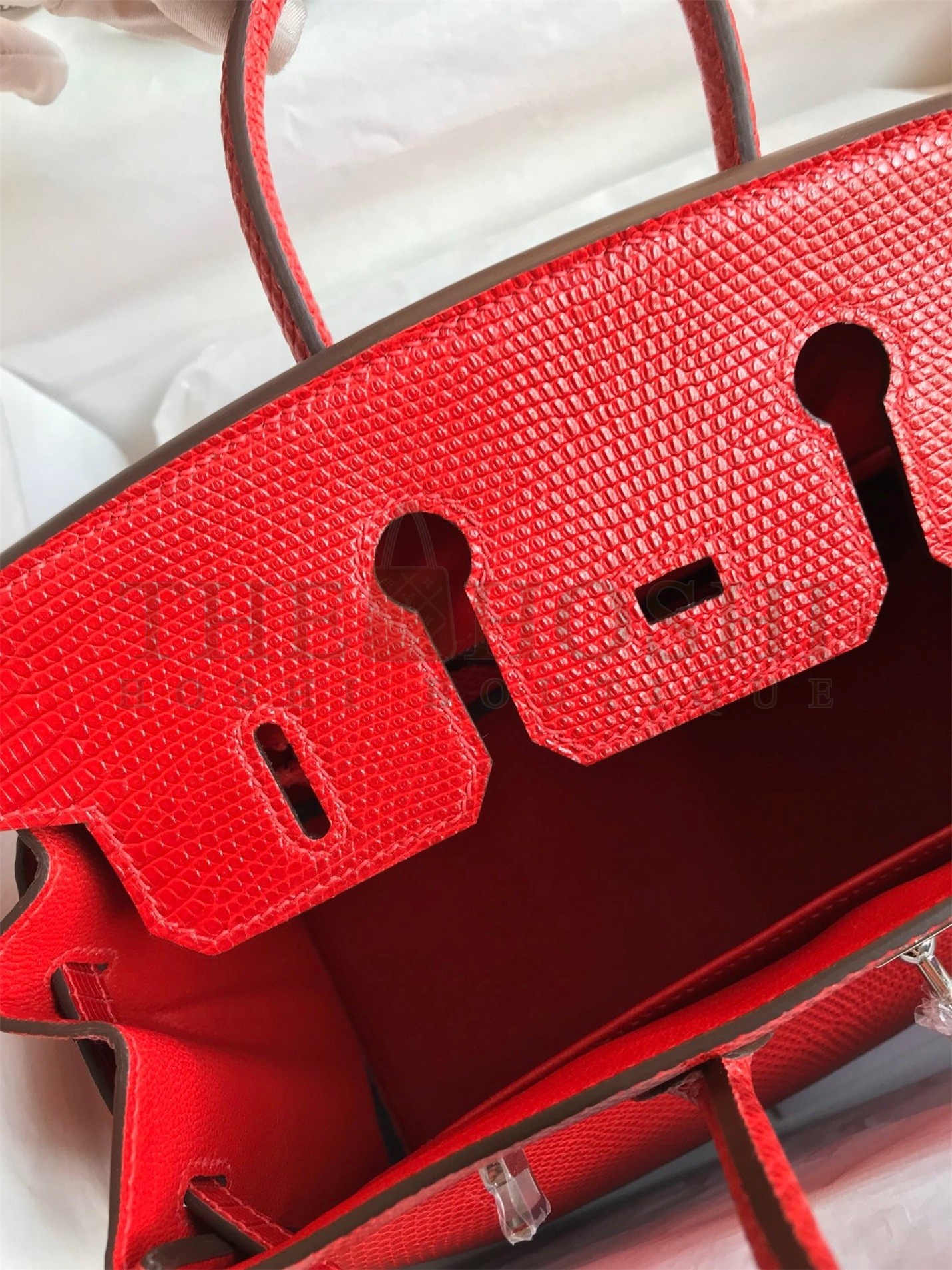 H**me5 Birkin 25 Retourne Handmade Bag In Red Lizard Leather Master Quality