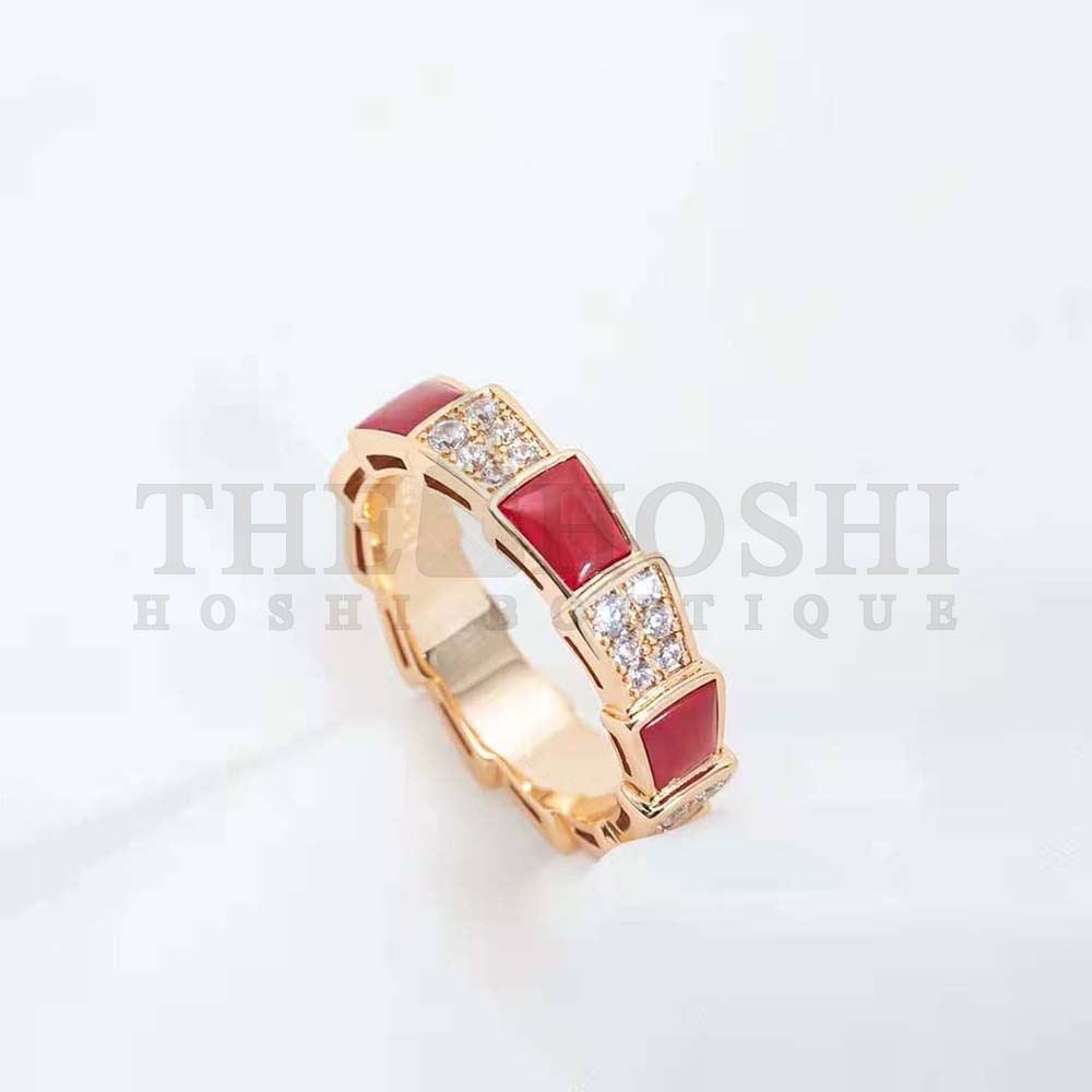 Bv1g*ai Women Serpenti Viper Band Ring in 18 KT Rose Gold-Red Master Quality