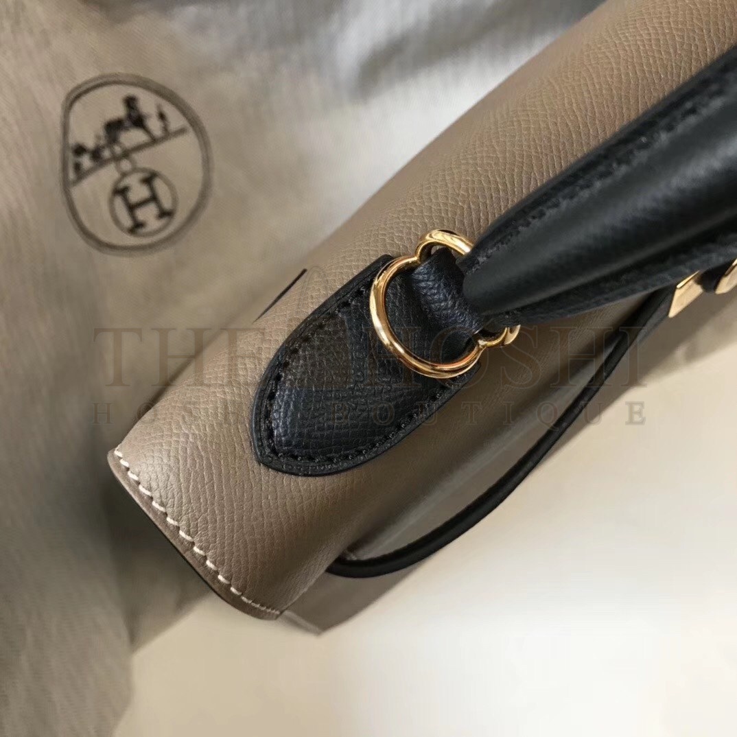 H**me5 Bi-color Kelly 32cm Epsom Bag Taupe/Black GHW Master Quality