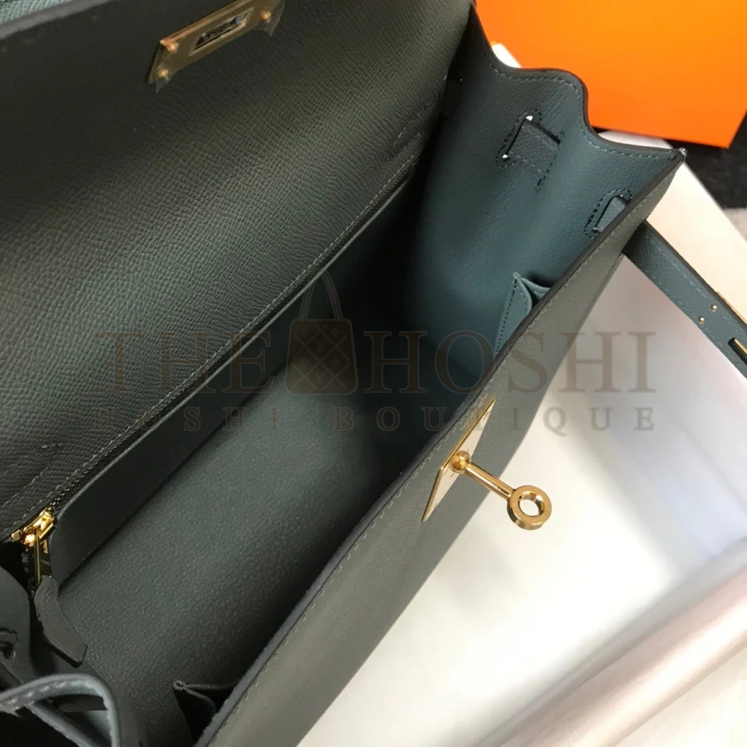 H**me5 Kelly 25cm Sellier Bag in Vert Amande Epsom Calfskin GHW Master Quality