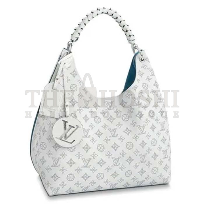 L0vis Vvtt0n LV Women Carmel Hobo Bag White Mahina Perforated Calfskin Leather Master Quality