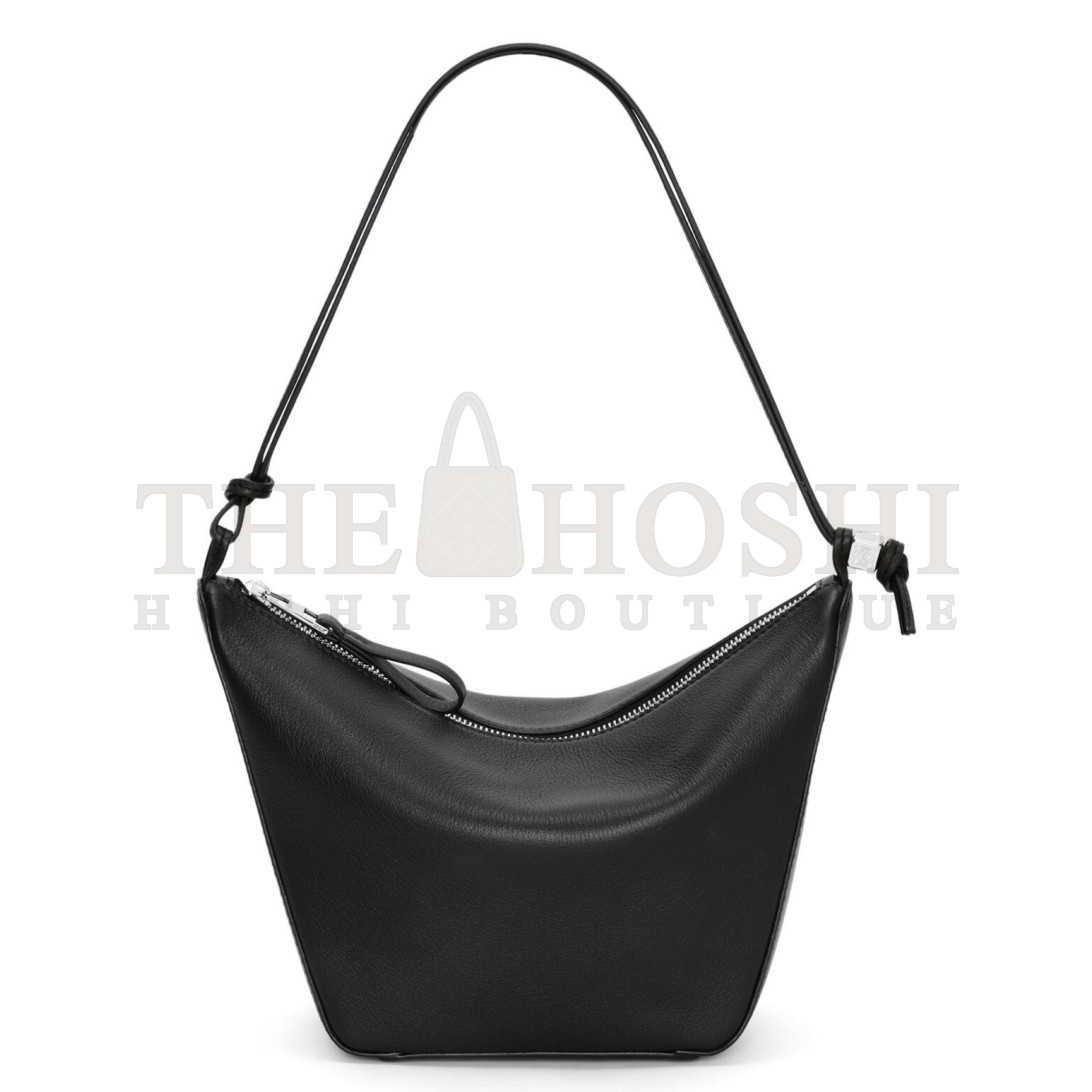 L0ew* Mini Hammock Hobo Bag in Black Calfskin Master Quality