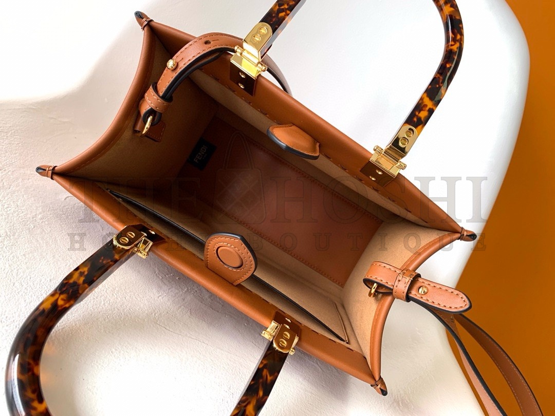 F**di Sunshine Small Tote Bag In Brown Calfskin Master Quality