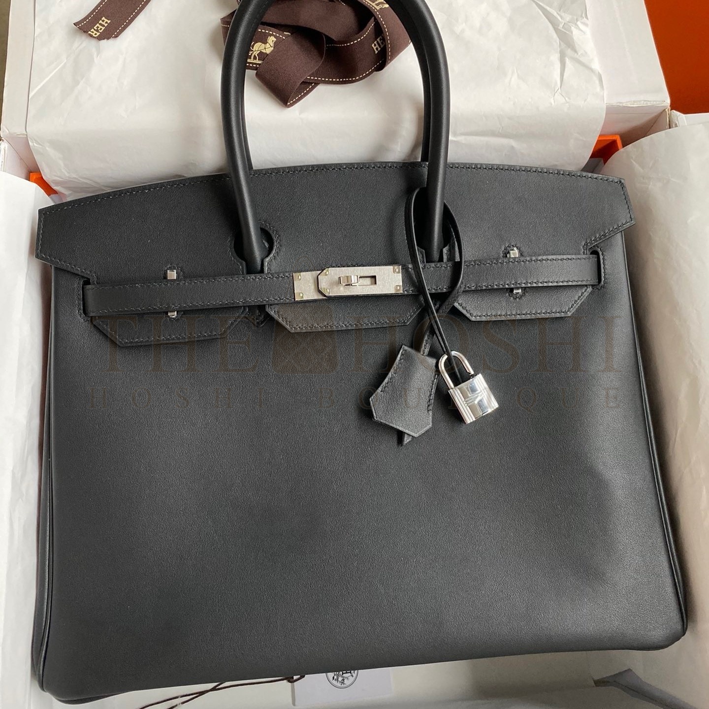 H**me5 Birkin 35 Retourne Handmade Bag in Black Swift Leather Master Quality