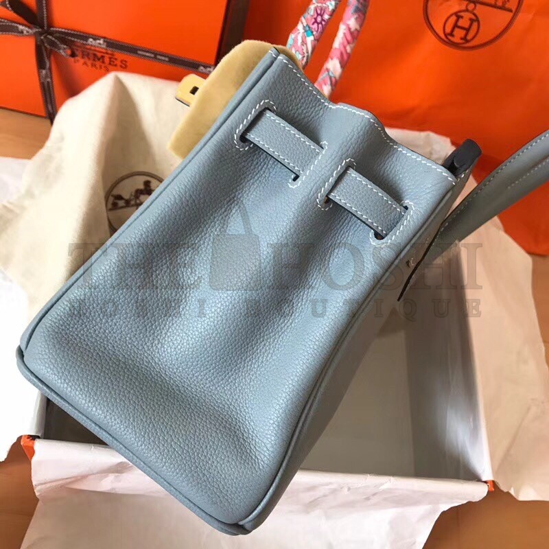 H**me5 Blue Lin Birkin 30cm Clemence Handmade Bag Master Quality
