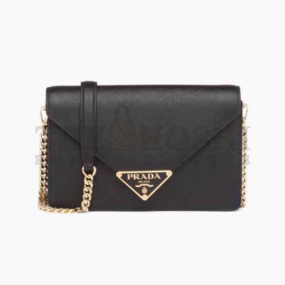 Pra*a Women Saffiano Leather Shoulder Bag-Black Master Quality
