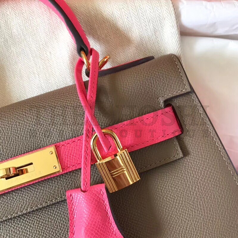 H**me5 Bicolor Epsom Kelly 28cm Taupe Handmade Bag Master Quality