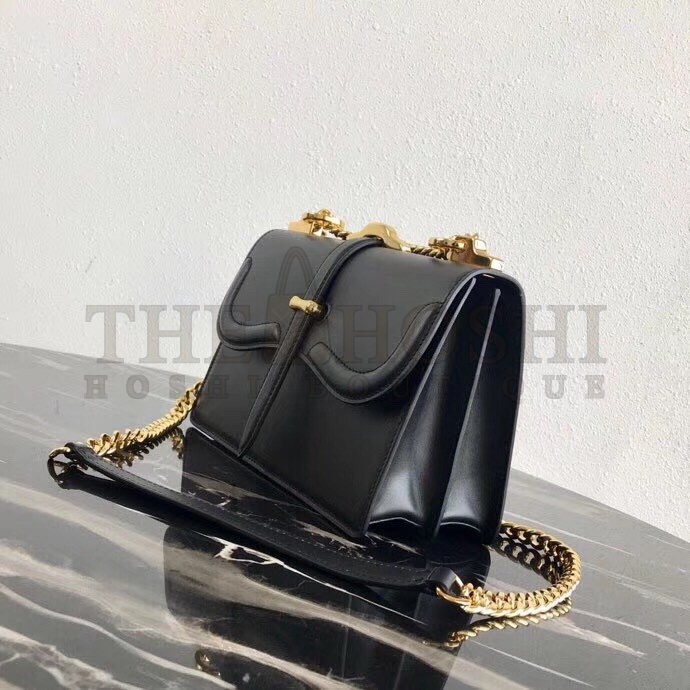 Pra*a Belle Shoulder Bag In Black Calfskin Master Quality