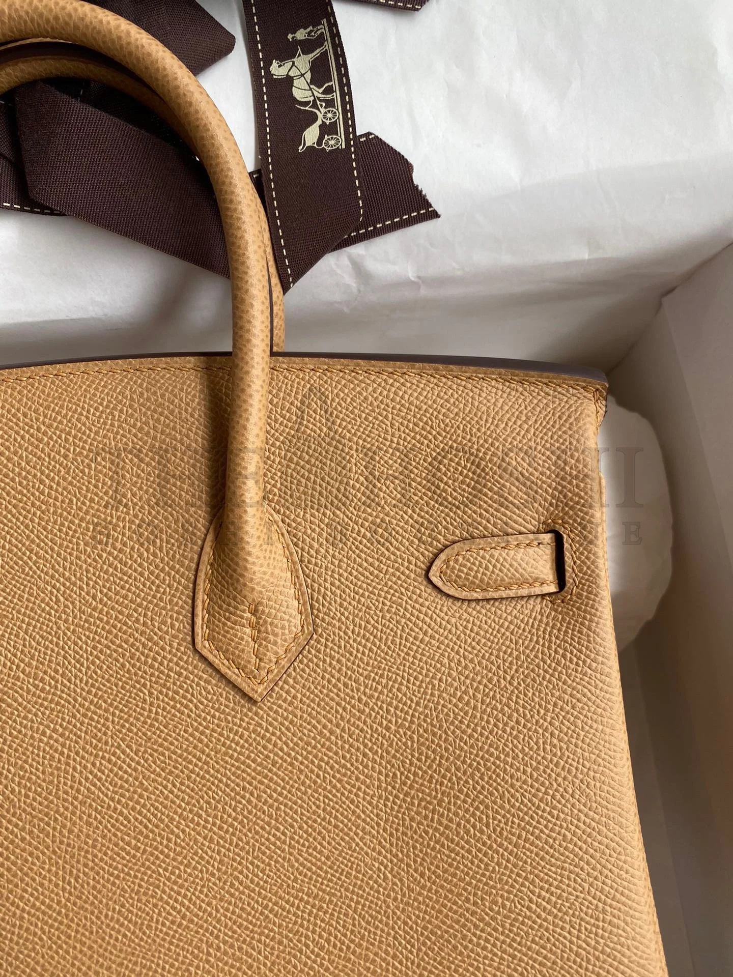 H**me5 Birkin 25 Retourne Handmade Bag In Biscuit Epsom Calfskin Master Quality
