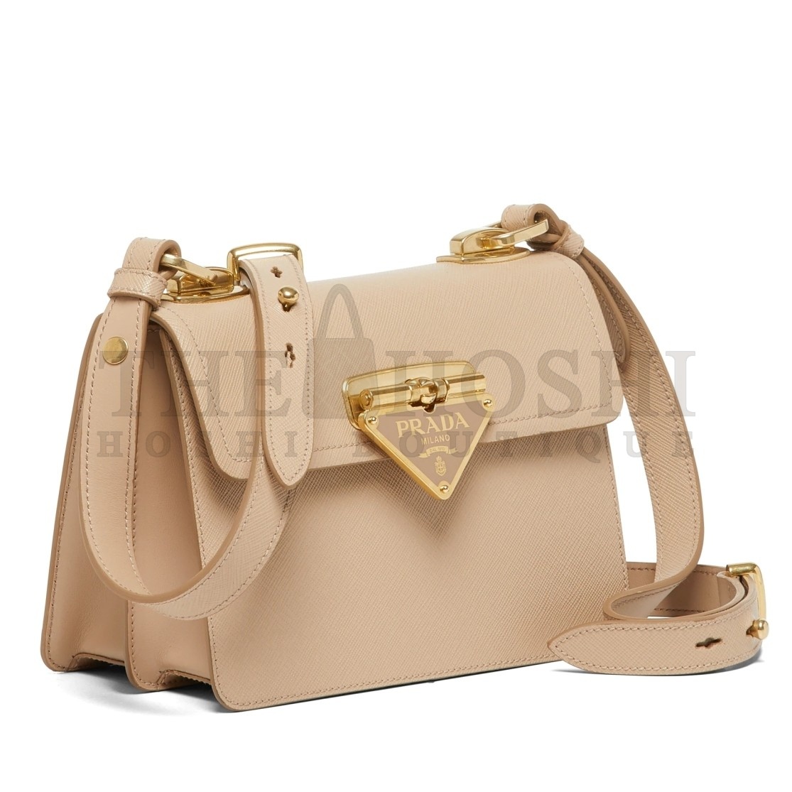 Pra*a Symbole Shoulder Bag In Beige Saffiano Leather Master Quality