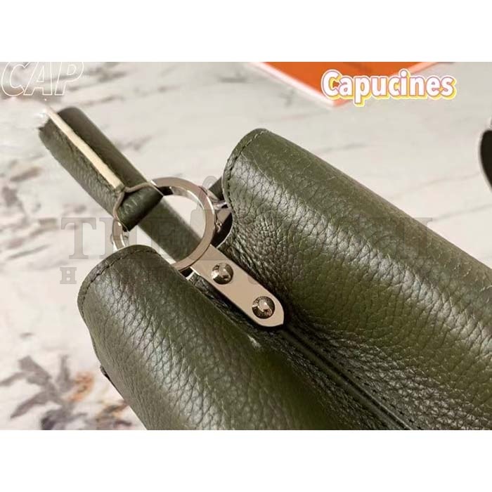 L0vis Vvtt0n LV Women Capucines BB Handbag Kaki Dark Green Taurillon Cowhide Leather Master Quality
