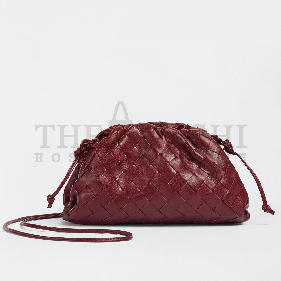 B0tt*ga Ven*ta Mini Pouch with Strap in Bordeaux Intrecciato Lambskin Master Quality