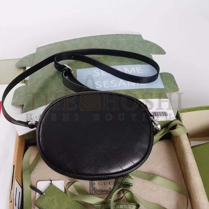 Gvc*1 Women GG Blondie Mini Shoulder Bag Black Leather Round Interlocking G Patch Master Quality