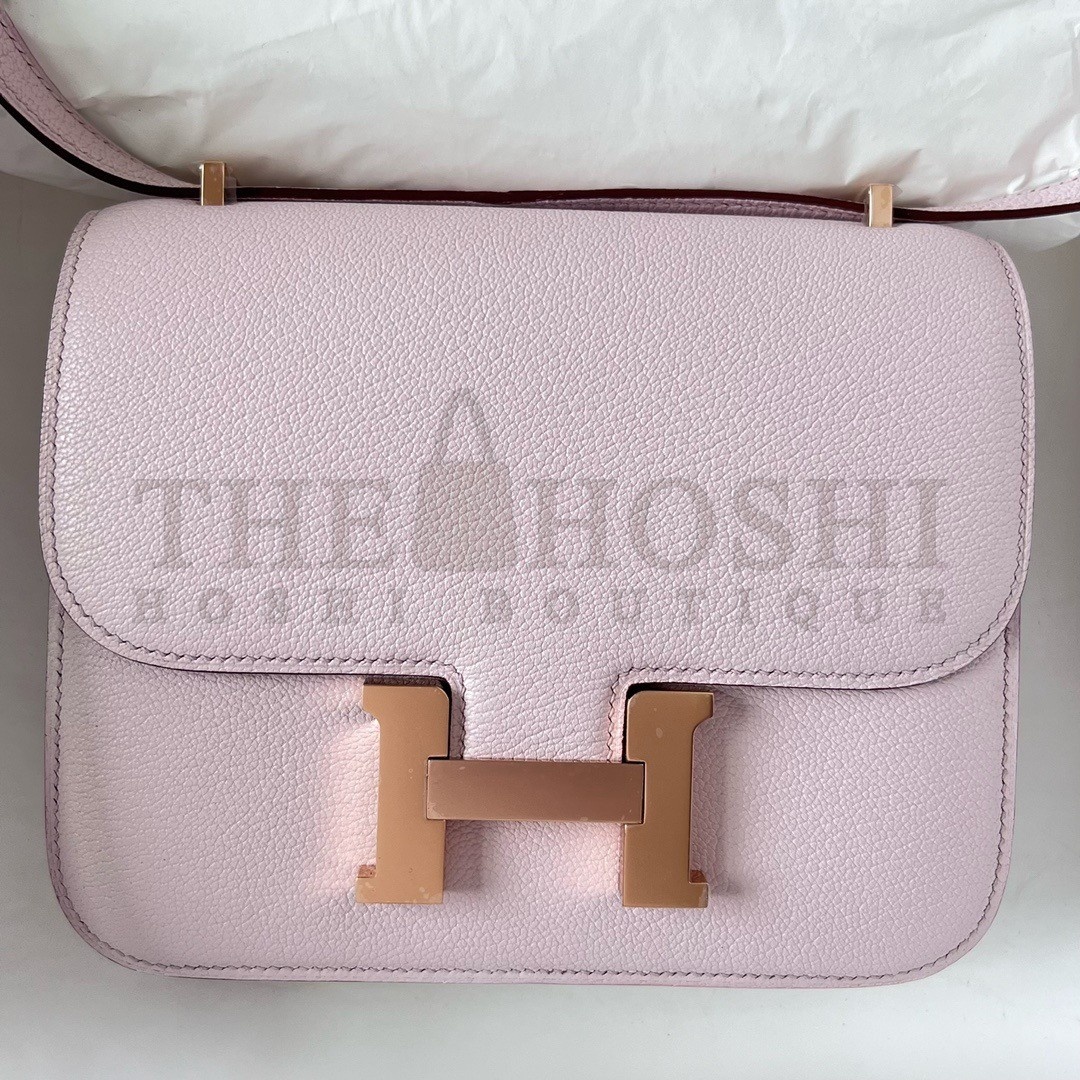 H**me5 Constance 1-18 Mirror Bag In Mauve Pale Chevre Mysore Leather Master Quality