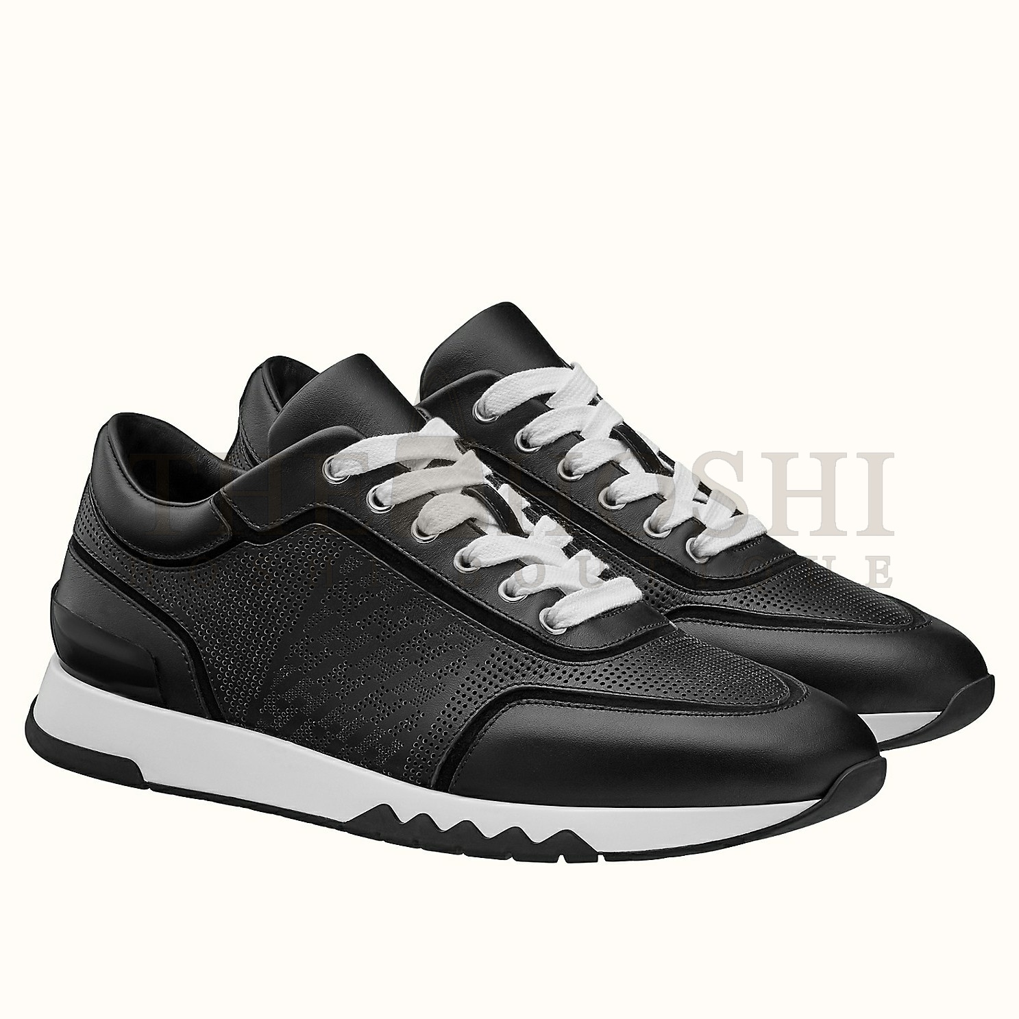 H**me5 Men's C-Addict Sneakers In Black Perforated calfskin Master Quality