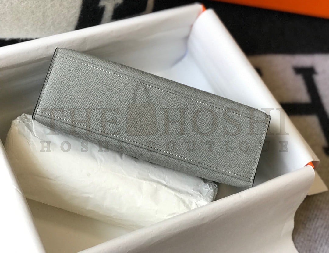 H**me5 Kelly Pochette Clutch Bag In Blue Glacier Epsom Leather Master Quality