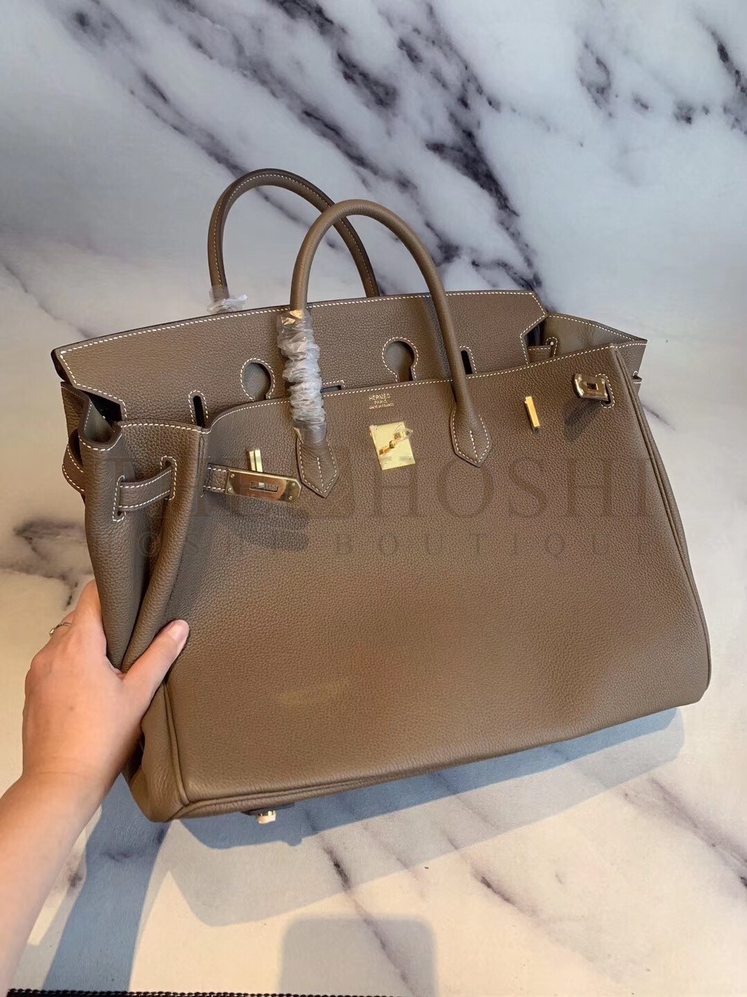 H**me5 Taupe Clemence Birkin 40cm Handmade Bag Master Quality